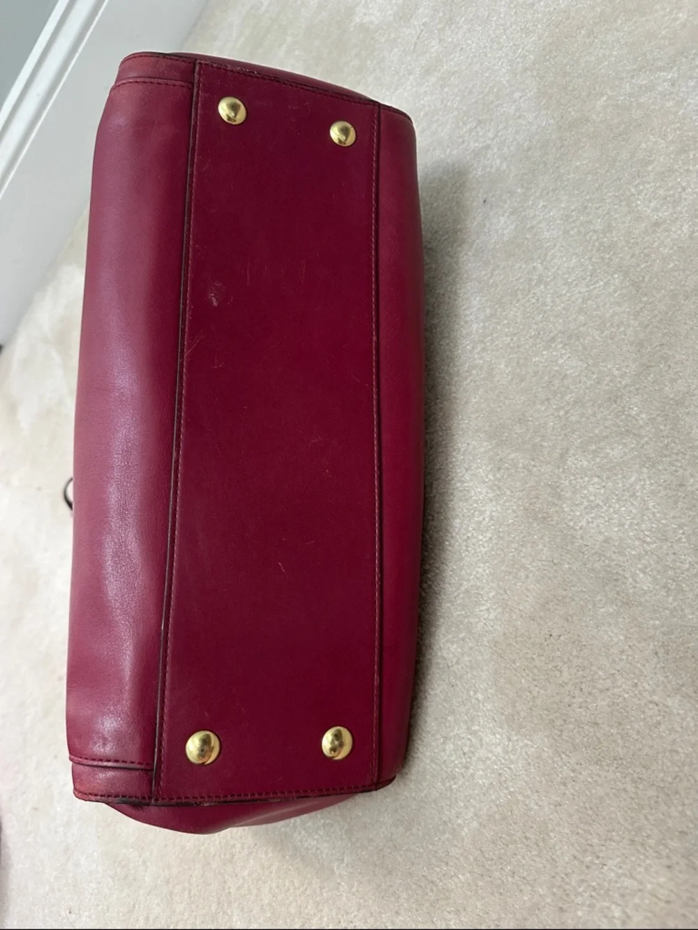 Coach Wine Leather Satchel with Tassel and Gold Turn-Lock